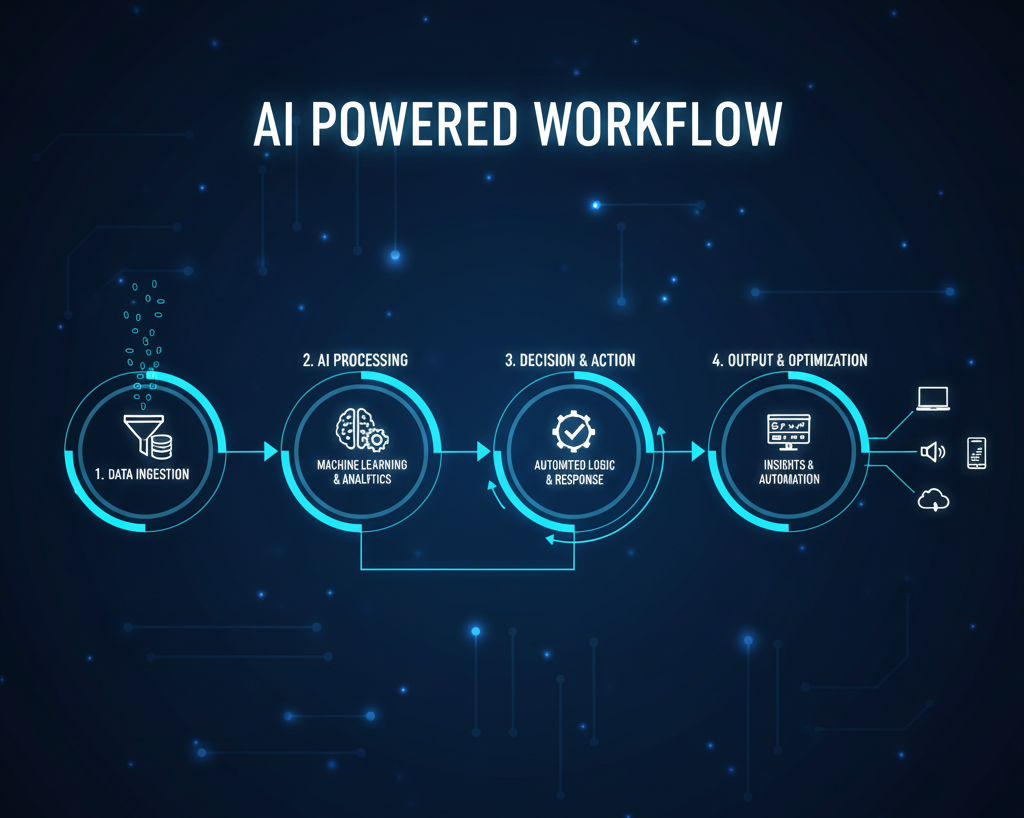 Equipo trabajando con IA y automatización
